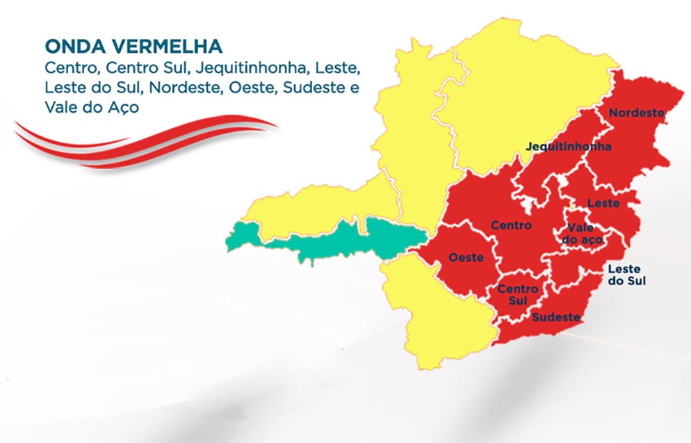 Mais duas regiões do Estado regridem para a onda vermelha do Minas Consciente