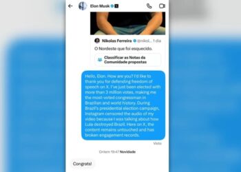 Nikolas Ferreira divulga mensagem de apoio de Elon Musk